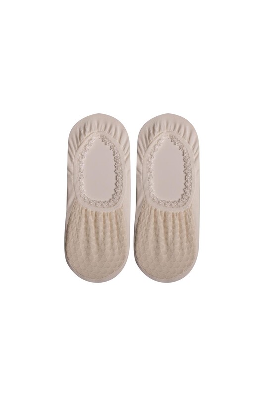 BERKA SOCKS - Kız Çocuk Dantelli Babet Çorap | Krem
