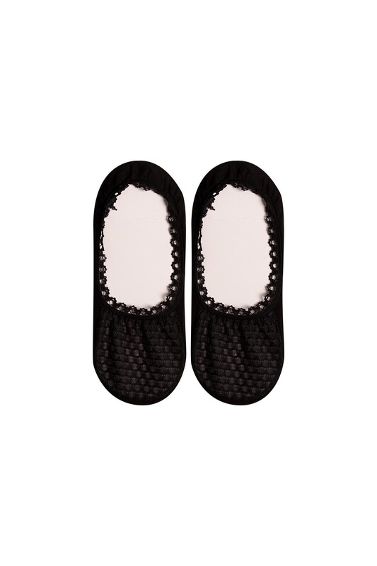 BERKA SOCKS - Kız Çocuk Dantelli Babet Çorap | Siyah