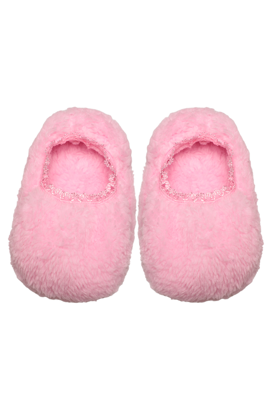 ÖZMEN - Güpürlü Çocuk Peluş Babet Çorap | Pembe