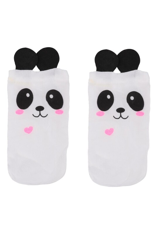 PENTİ - Penti Panda Baskılı Kız Çocuk Çorap 2838 | Beyaz