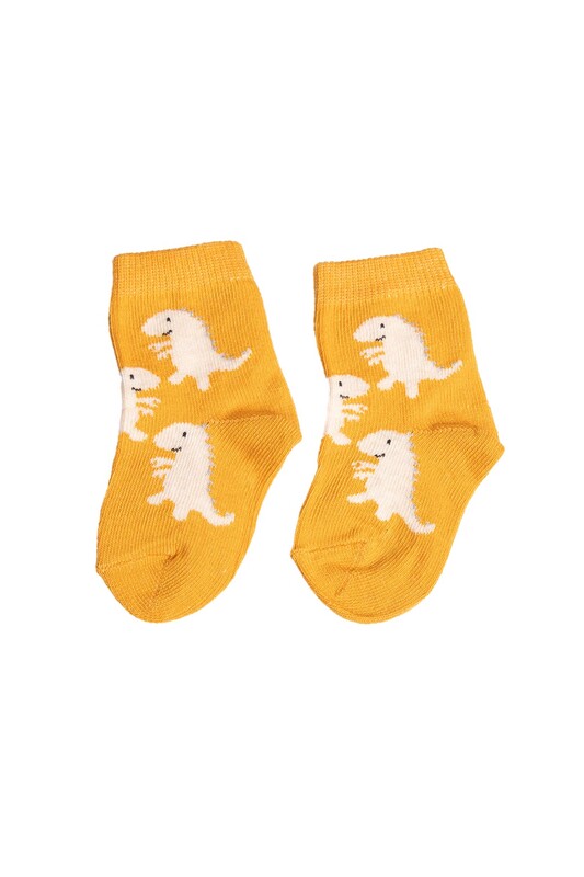 PLATİNUM BABY - Bebek Desenli Soket Çorap | Hardal