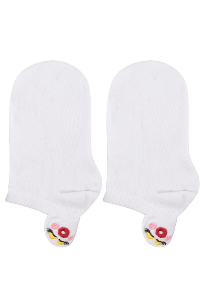 Emoji Nakışlı Dikişsiz Çocuk Patik Çorap | Beyaz
