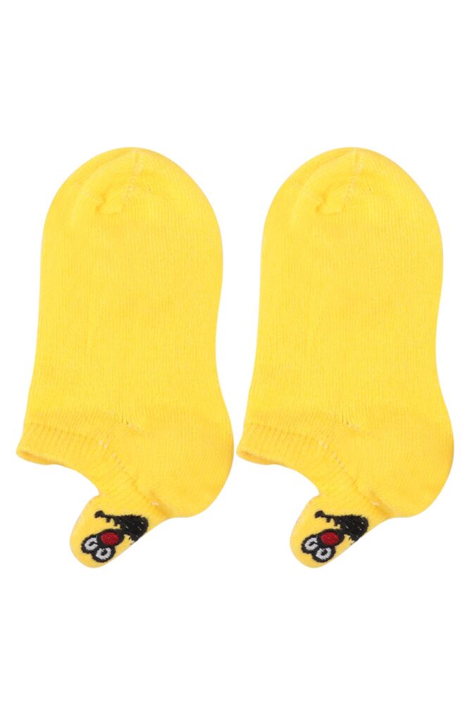 Emoji Nakışlı Dikişsiz Çocuk Patik Çorap | Sarı