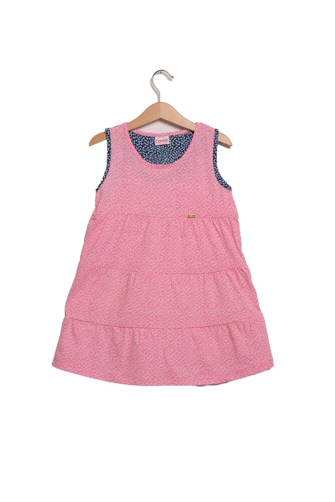 Desenli Kız Çocuk Elbise 123 | Pembe