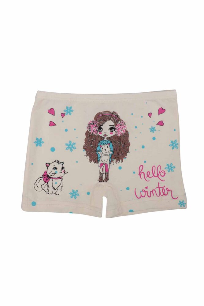 Baskılı Likraklı Kız Çocuk Boxer 5023 | Krem