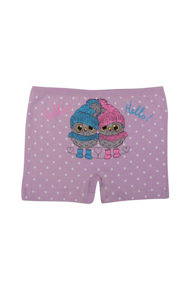 Baykuş Baskılı Likralı Kız Çocuk Boxer 5023 | Lila