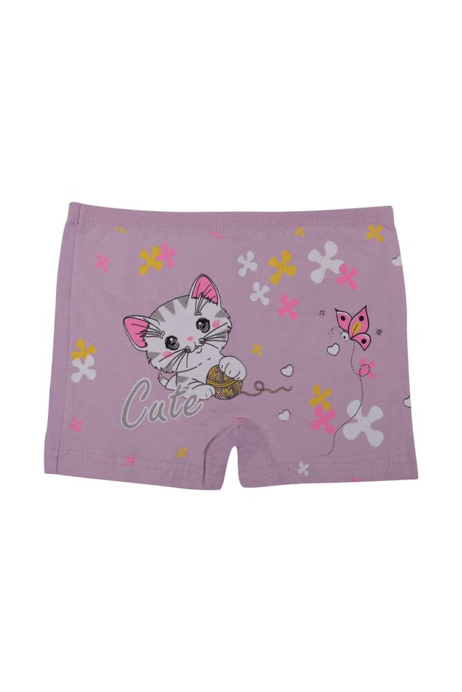 Kedicik Baskılı Likraklı Kız Çocuk Boxer 5023 | Lila Kedicik Baskılı Likraklı Kız Çocuk Boxer 5023 | Lila