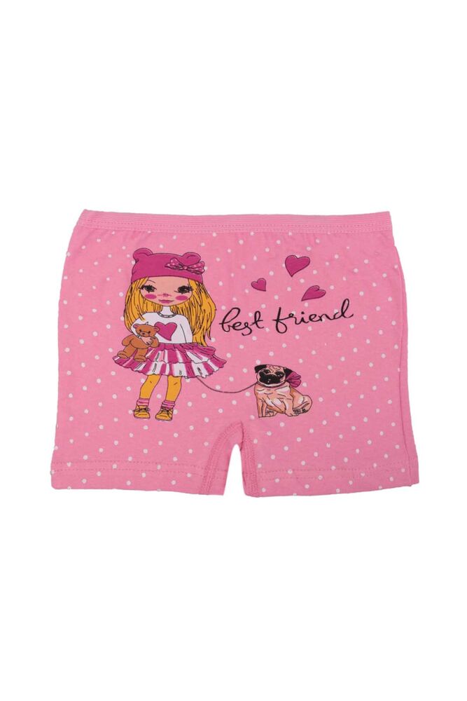 Yazı Baskılı Baskılı Likraklı Kız Çocuk Boxer 5023 | Pembe