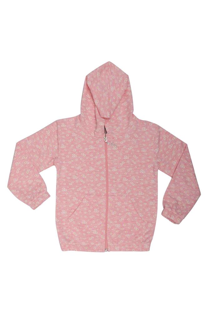 Papatya Desenli Kapüşonlu Kız Çocuk Hırka | Pembe