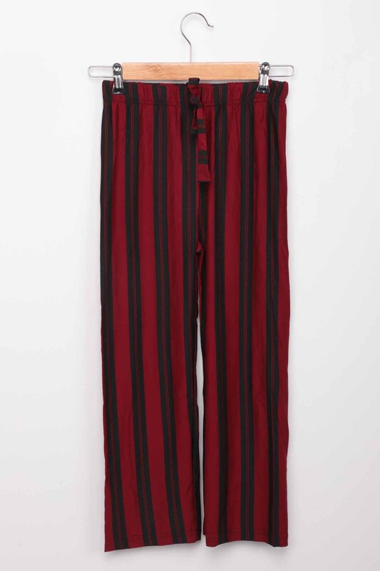 SİMİSSO - Beli Lastikli Geniş Paça Kız Çocuk Pantolon | Bordo