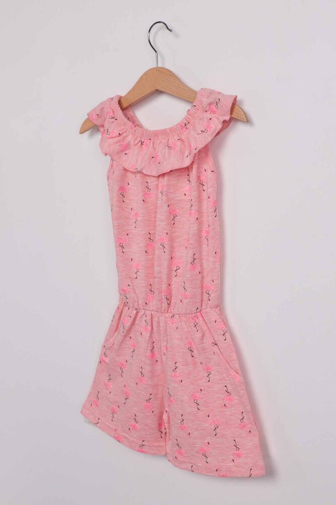 Flamingo Baskılı Kız Çocuk Tulum | Pembe