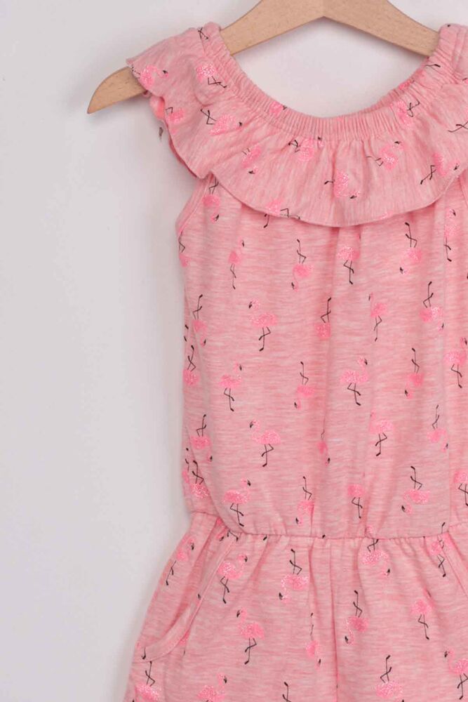 Flamingo Baskılı Kız Çocuk Tulum | Pembe