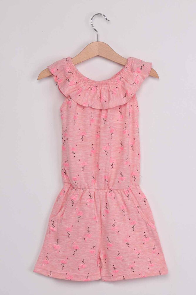 Flamingo Baskılı Kız Çocuk Tulum | Pembe