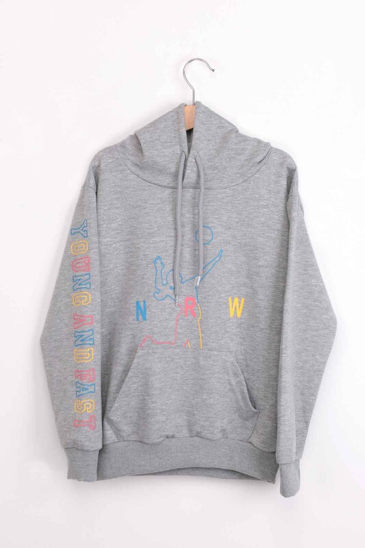 NİRVANA - Kapişonlu Kız Çocuk Sweatshirt | Gri