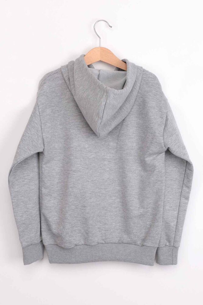 Kapişonlu Kız Çocuk Sweatshirt | Gri