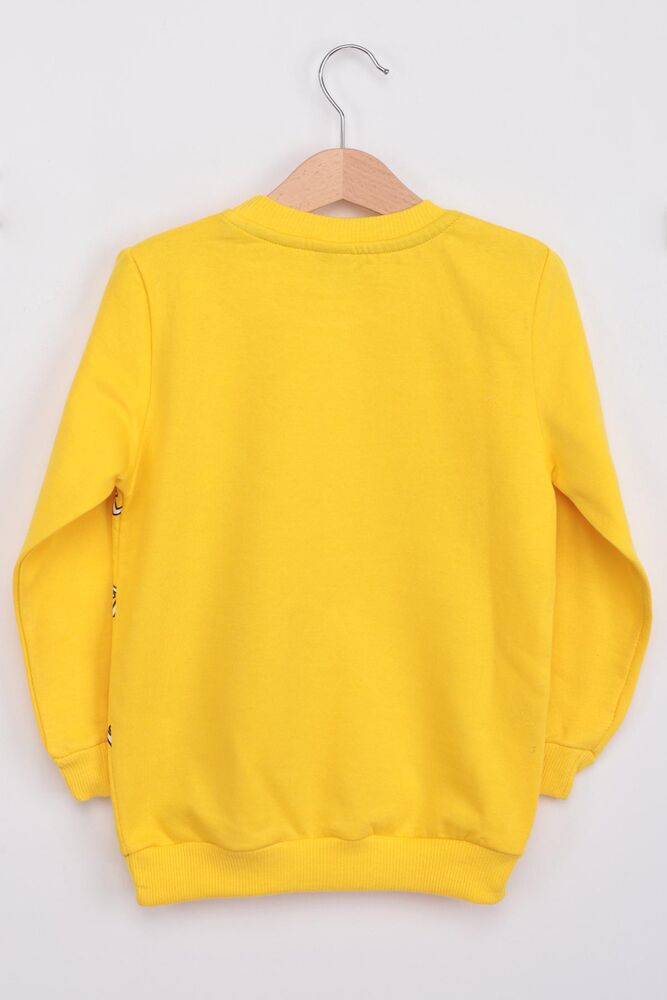 Yazı Baskılı Kız Çocuk Sweatshirt | Sarı