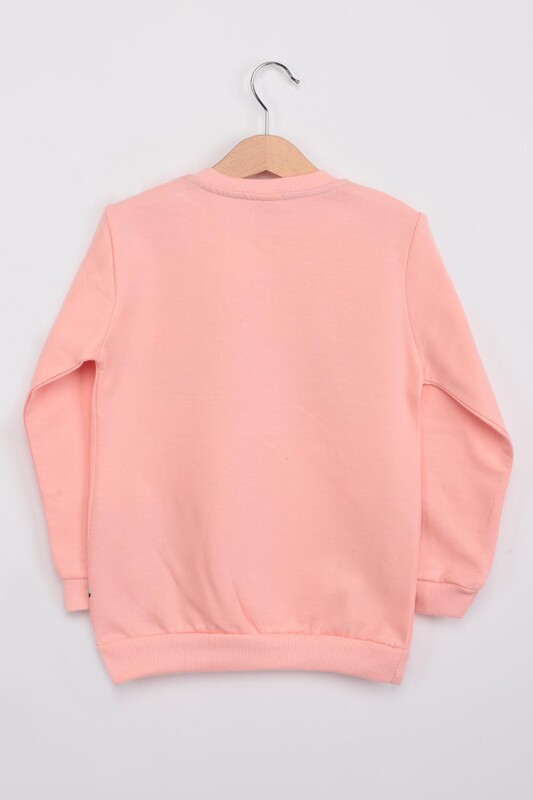 Yazı Baskılı Kız Çocuk Sweatshirt 140 | Somon - Thumbnail