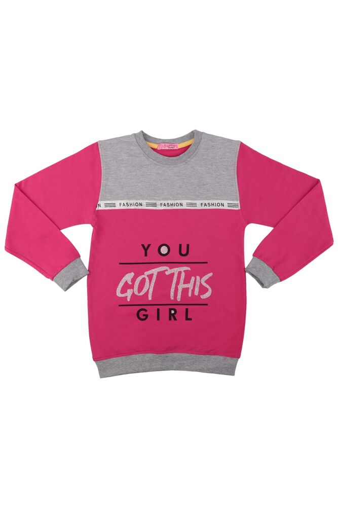 Fashion Yazı Baskılı Kız Çocuk Sweat 528 | Pembe