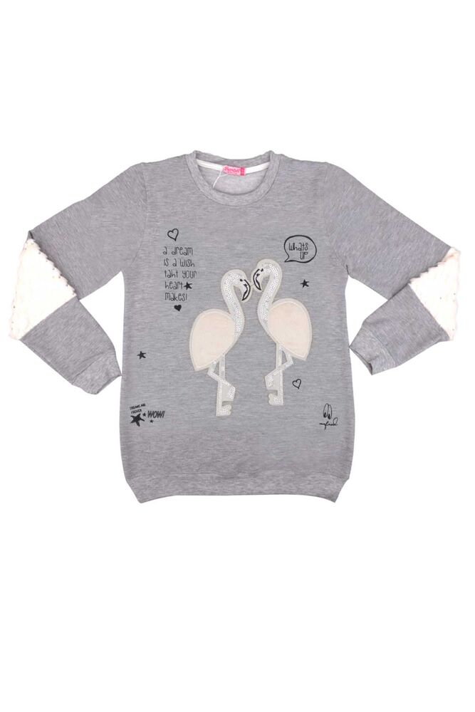 Flamingo Desenli Kız Çocuk Sweat 1515 | Gri