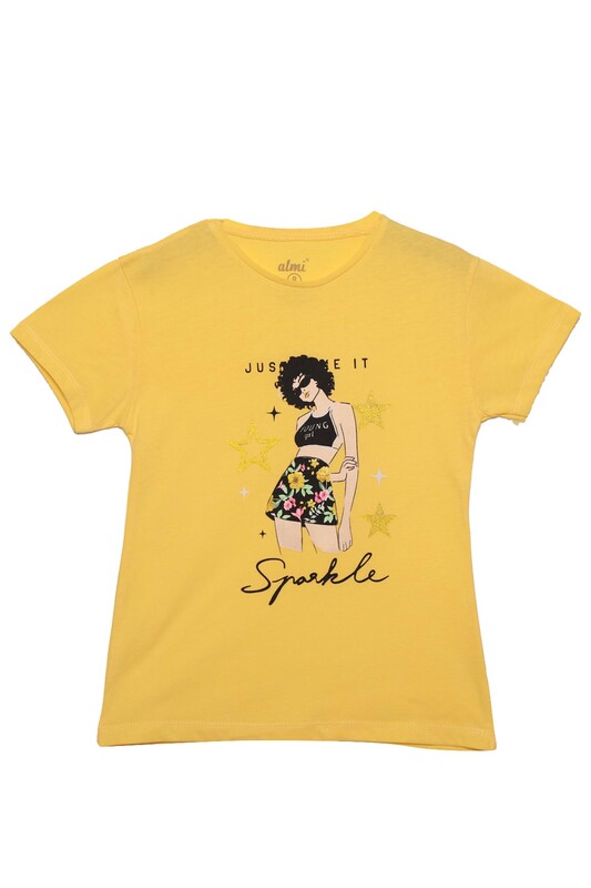 ALG - Baskılı Kız Çocuk Tshirt 0407 | Sarı