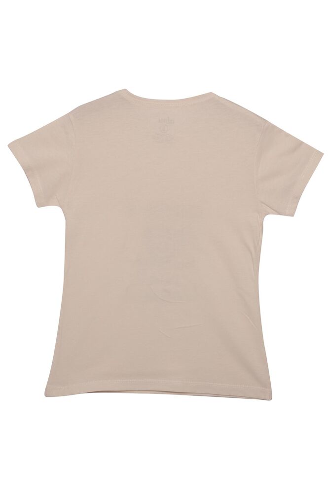 Baskılı Kız Çocuk Tshirt 0438 | Bej