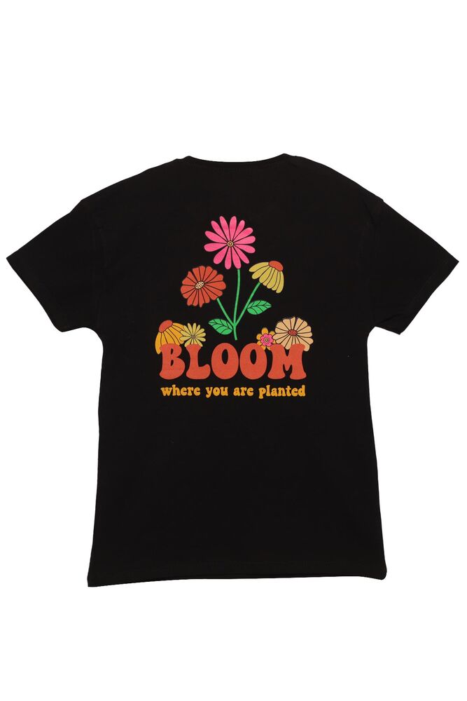 Baskılı Kız Çocuk Tshirt 3214 | Siyah