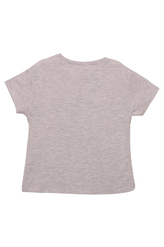Baskılı Kız Çocuk Tshirt 7286 | Gri - Thumbnail