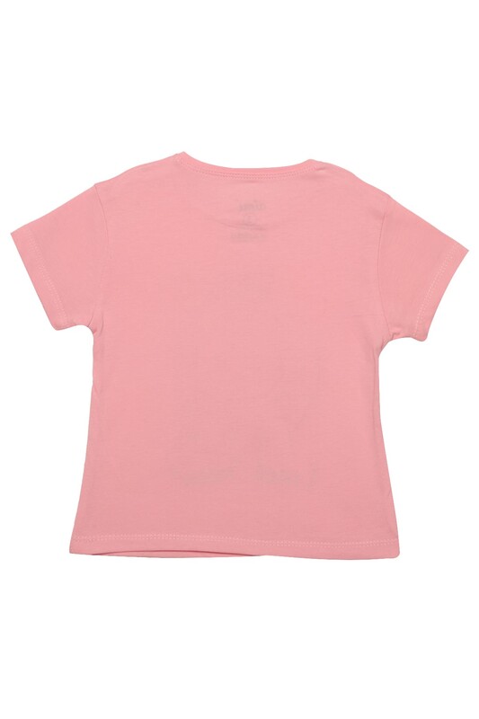 Baskılı Kız Çocuk Tshirt 7439 | Pembe - Thumbnail