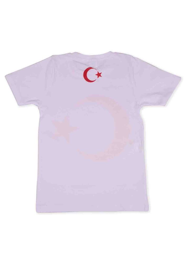 Bayrak Baskılı Çocuk T-Shirt | Beyaz