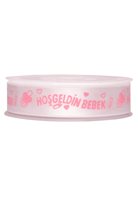 ÖNEL - Hoşgeldin Bebek Yazılı Kurdele 20 mt | Pembe