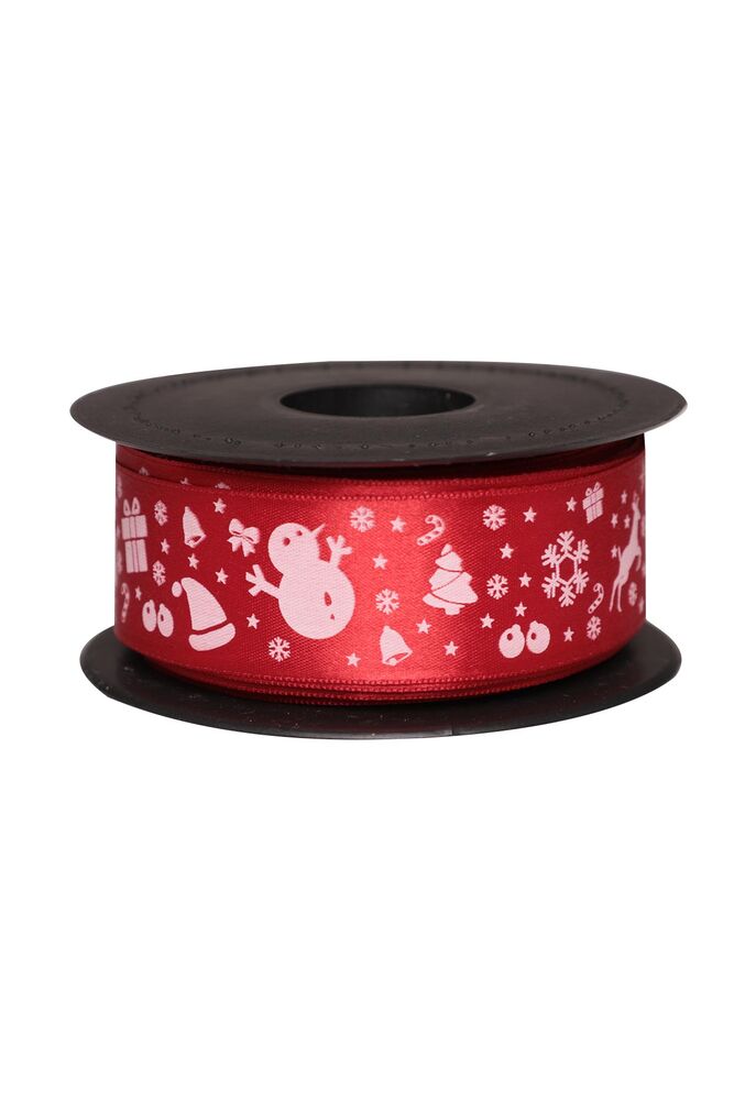Yılbaşılı Saten Kurdele 3 cm | Kırmızı