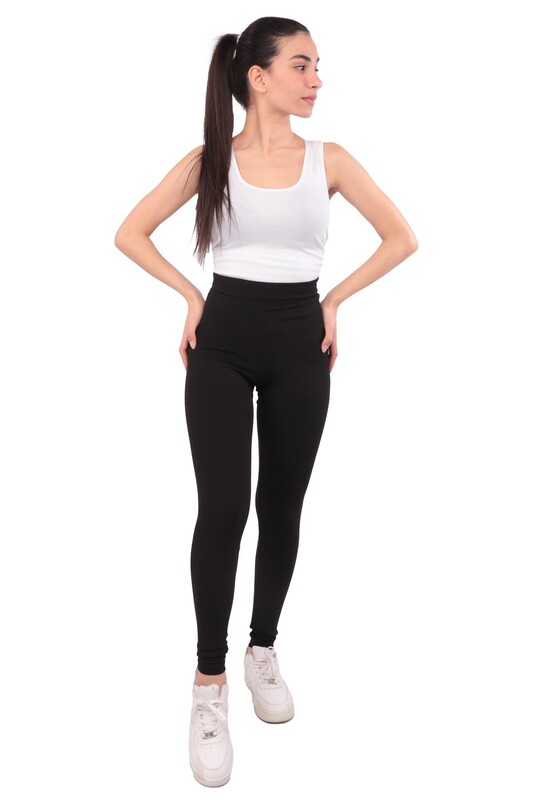 HİRA - Woman Corded Plain Leggings | Black