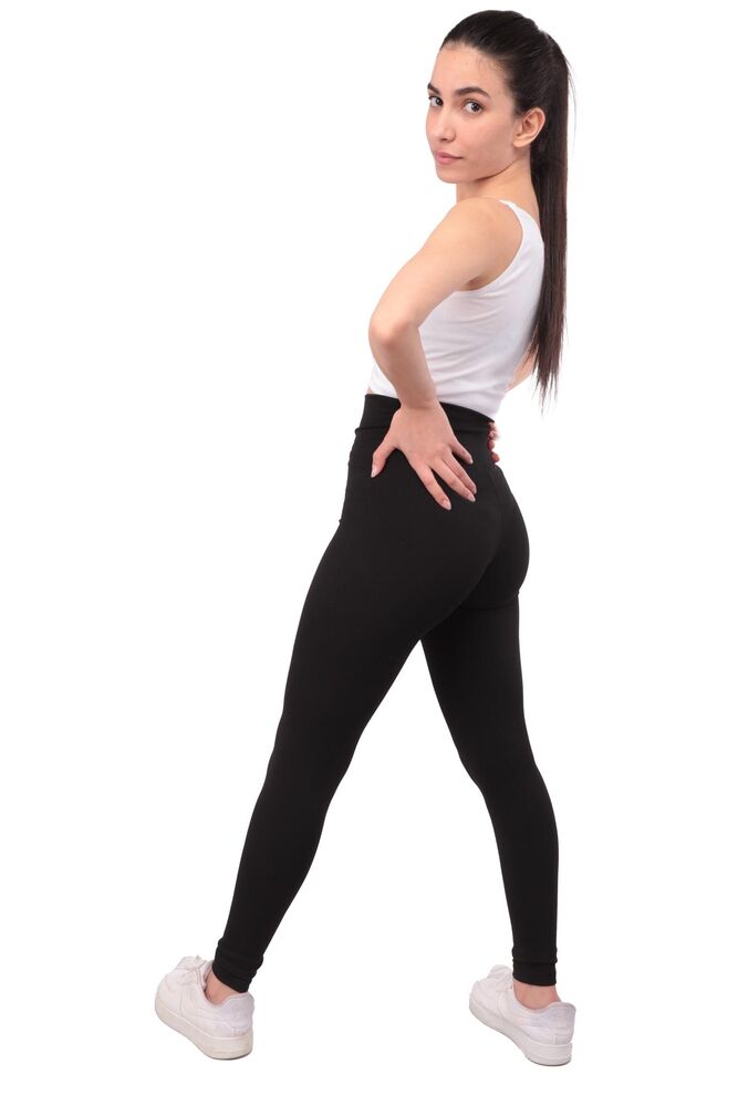 Woman Corded Plain Leggings | Black