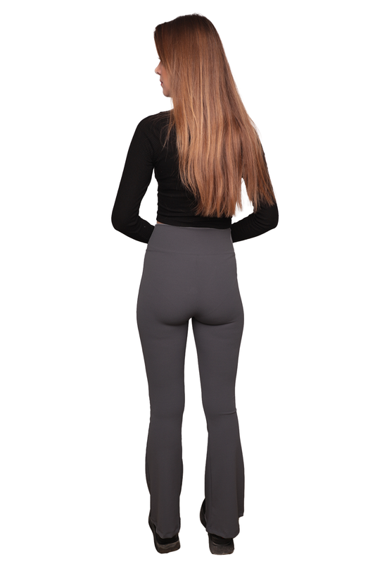 Fitilli İspanyol Paça Kadın Tayt | Gri - Thumbnail