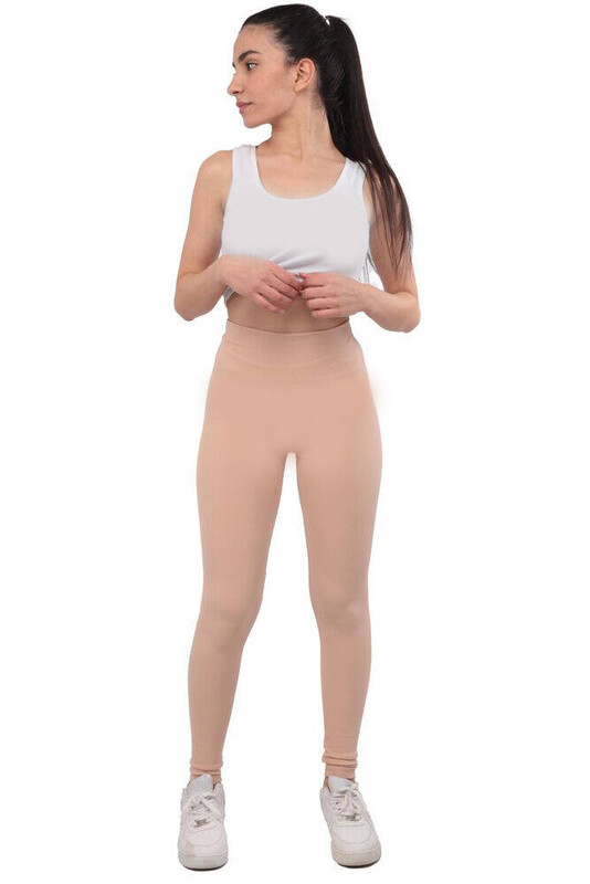 HİRA - Woman Corded Plain Leggings | Beige