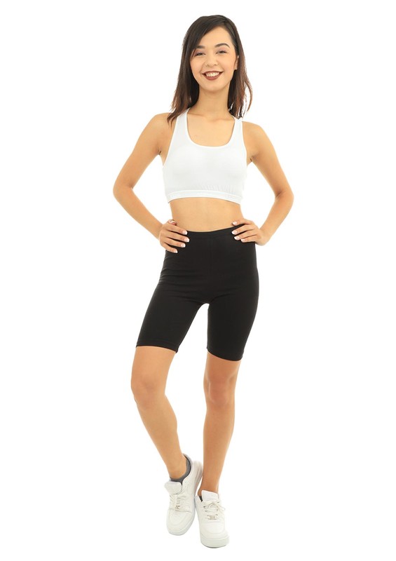 İlke Lycra High-Knee Short Leggings 2246 | Black - Thumbnail