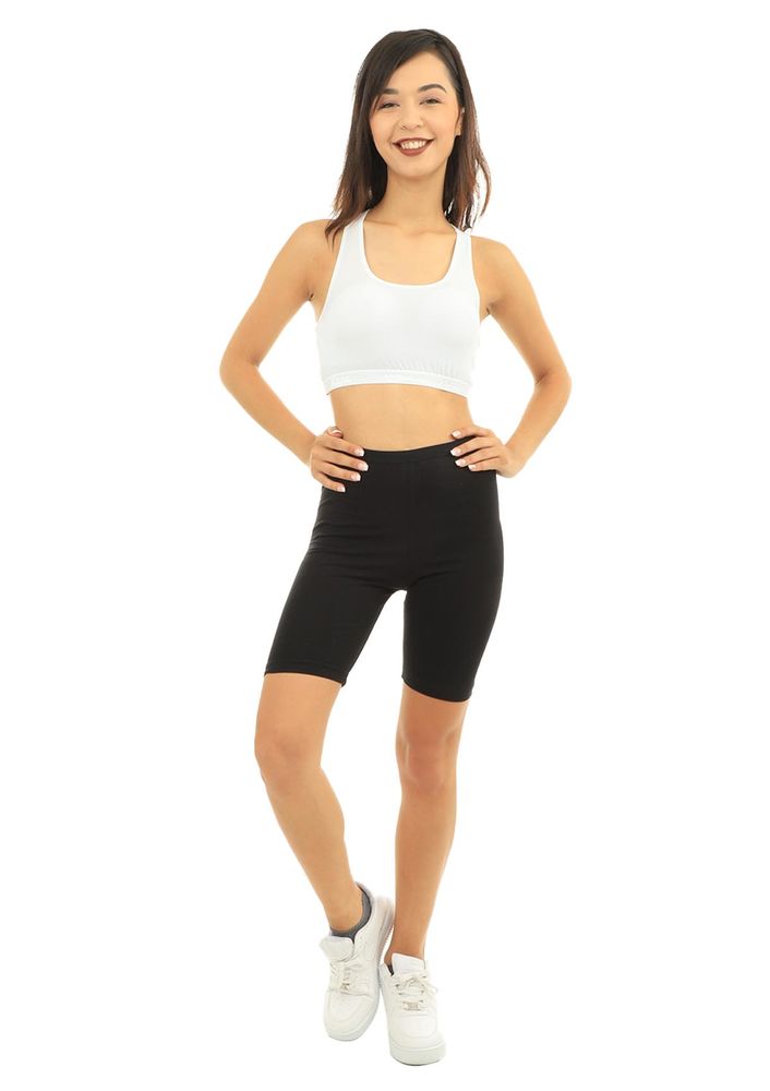 İlke Lycra High-Knee Short Leggings 2246 | Black