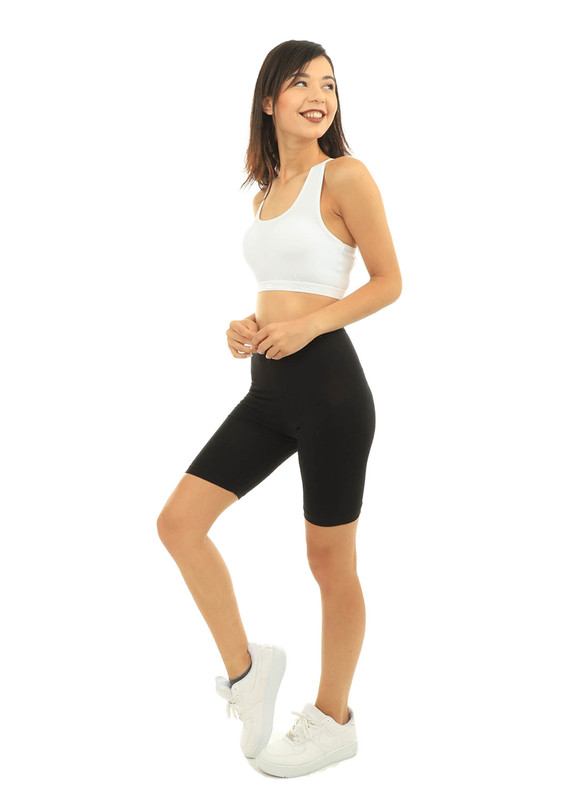 İlke Lycra High-Knee Short Leggings 2246 | Black - Thumbnail