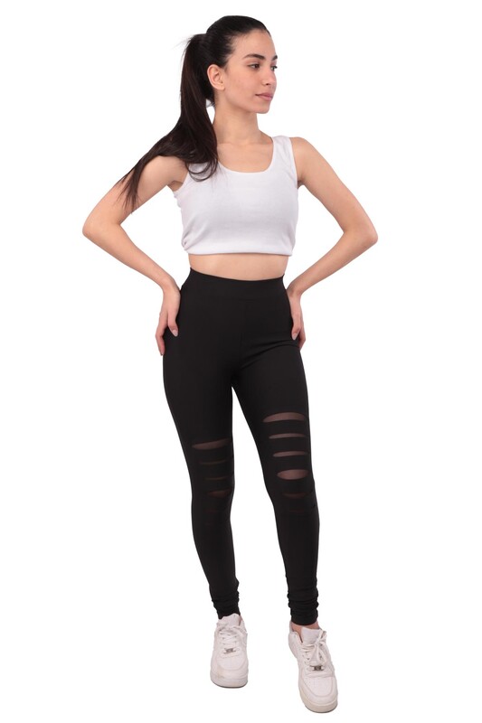 LADY HÜRREM - Woman Teared Plain Leggings 2034 | Black