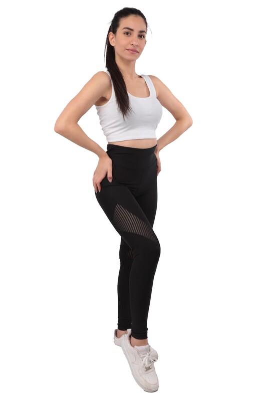 LADY HÜRREM - Woman Net Detailed Leggings 2187 | Black