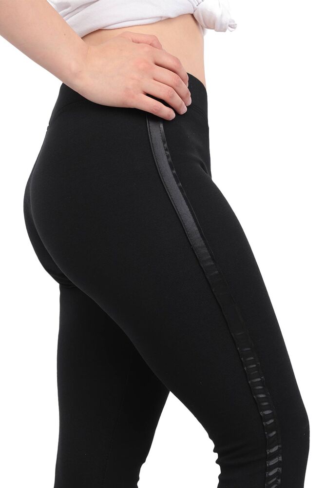Leather Striped Woman Leggings 123 | Black