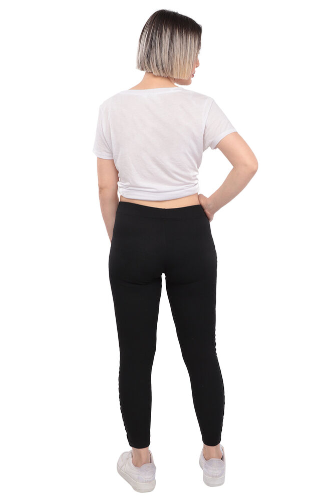 Leather Striped Woman Leggings 123 | Black