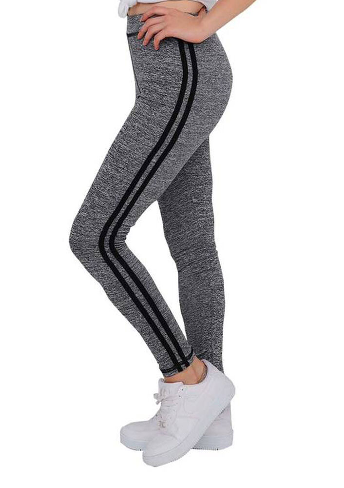 Striped Sport Leggings 14008 | Gray