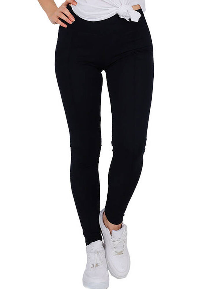 Striped Plain Leggings 214 | Black