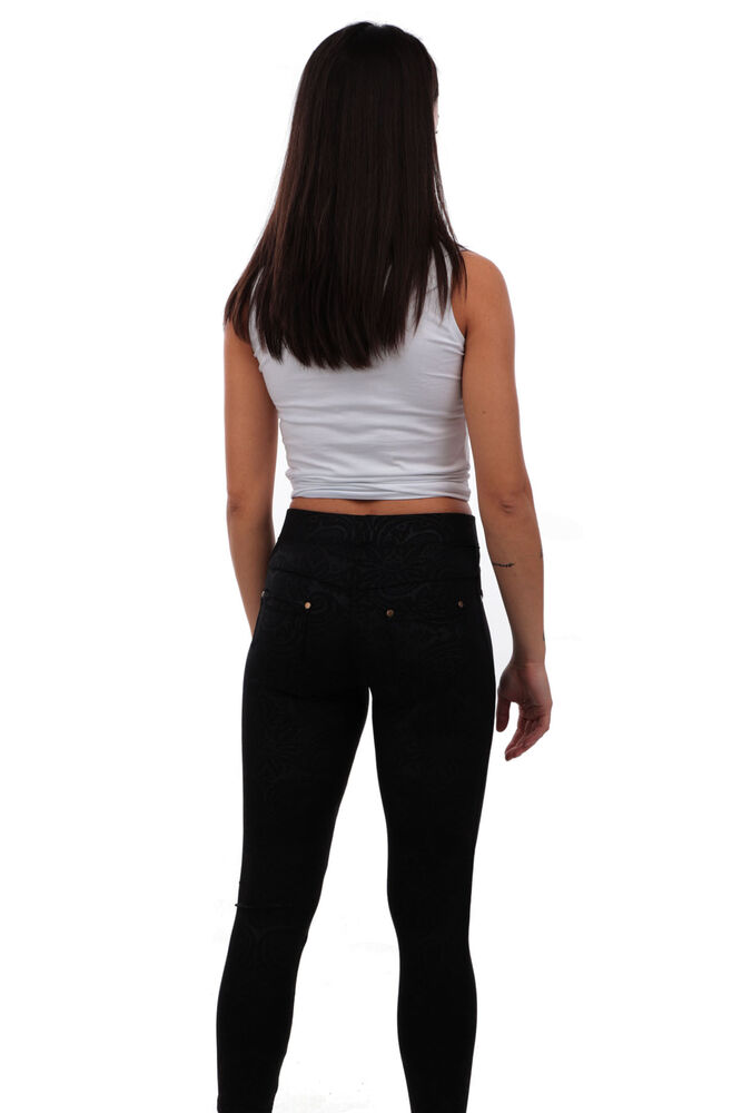 Patterned Black Leggings 14062 | Black