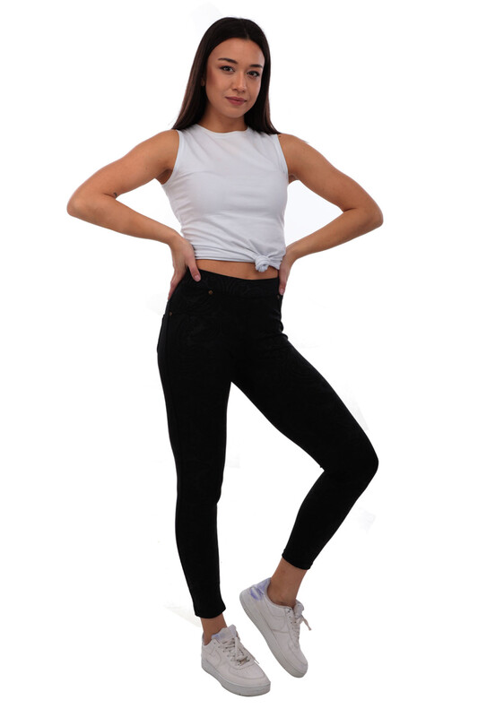 SERAMONY - Patterned Black Leggings 14062 | Black