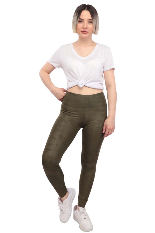 Camouflage Detailed Woman Leggings | Khaki - Thumbnail