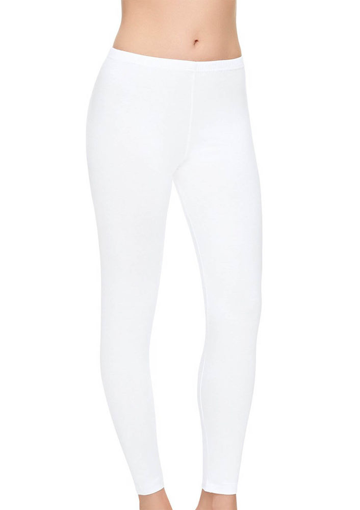 Tutku Elit Modal Elastane Plain Long Woman Leggings 2101 | White