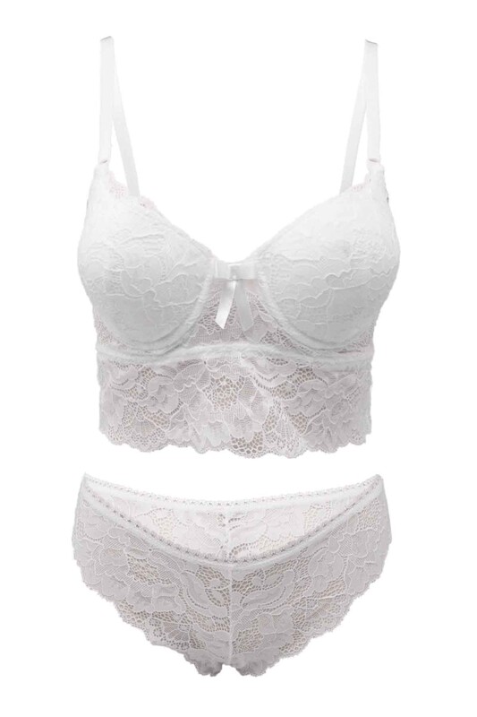 Cansoy Laced Push Up Bra Set 311 | Ecru - Thumbnail
