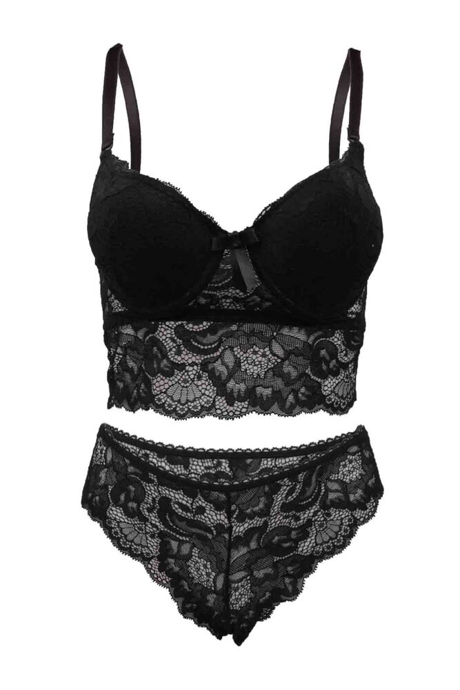 Cansoy Laced Push Up Bra Set 311 | Black